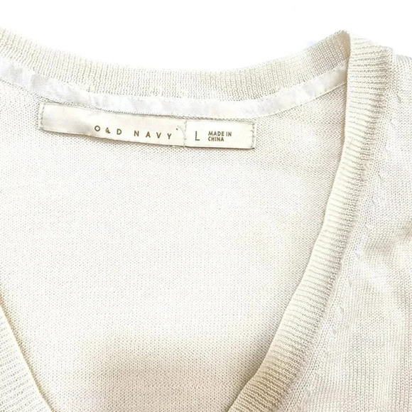 Old Navy Sweater Women's L Ivory   Wool Blend V-neck Longsleeve - Picture 7 of 9